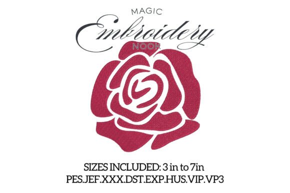 Download Red Rose Bloom Digital Embroidery - Rose Collection